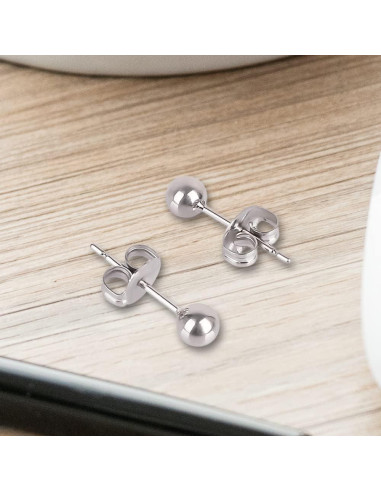 Pendientes de perno hipoalergénicos Titanio Huatiyu 4mm Gris