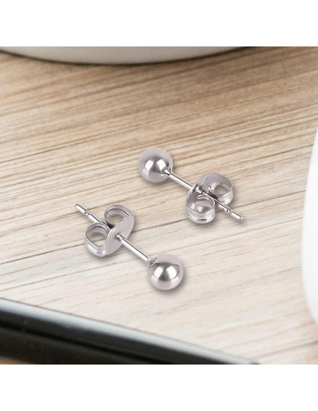 Pendientes de perno hipoalergénicos Titanio Huatiyu 4mm Gris