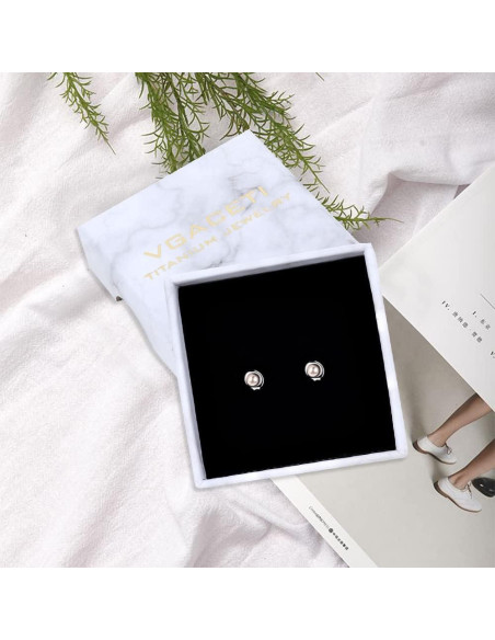 Pendientes de perno hipoalergénicos Titanio Huatiyu 4mm Gris