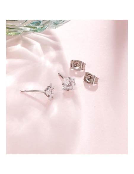 Pendientes de Titanio Hipoalergénicos MJust 20G con CZ y Ópalo Pendientes de Titanio Hipoalergénicos MJust 20G con CZ y Ópalo