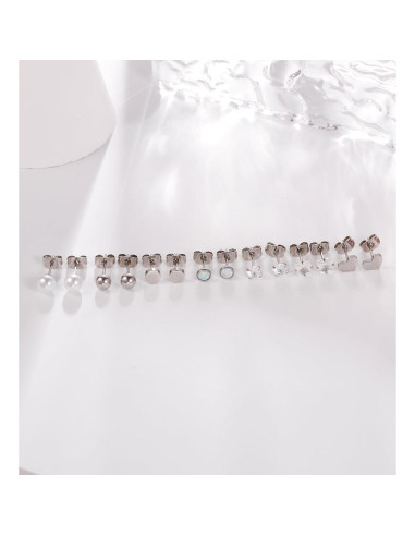 Pendientes de Titanio Hipoalergénicos MJust 20G con CZ y Ópalo