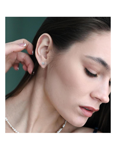 Pendientes de Titanio Hipoalergénicos MJust 20G con CZ y Ópalo