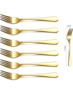 Juego de 6 Tenedores de Cena Kyraton Dorados 20.77 cm Acero Inoxidable 2