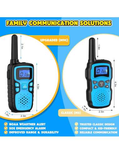 Walkie Talkies WisHouse M9 Recargables para Niños 2 Paquete