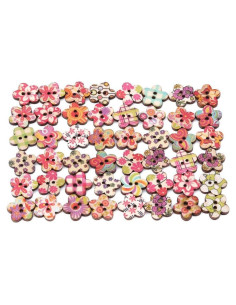 50 Botones de Madera Multicolor Tustao para Manualidades