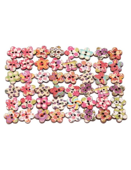 50 Botones de Madera Multicolor Tustao para Manualidades