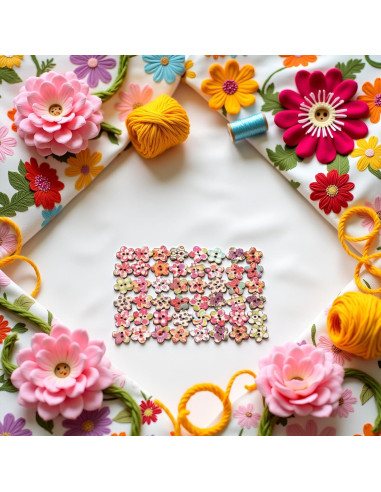 50 Botones de Madera Multicolor Tustao para Manualidades