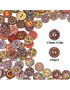 100 Botones de Madera Multicolor 15 mm TUUXI para Manualidades 2