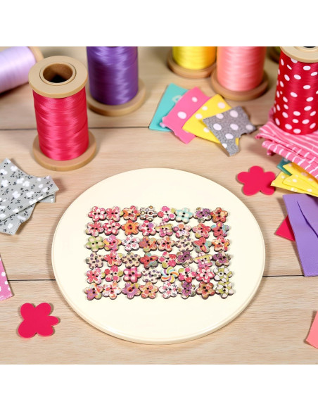 50 Botones de Madera Multicolor Tustao para Manualidades