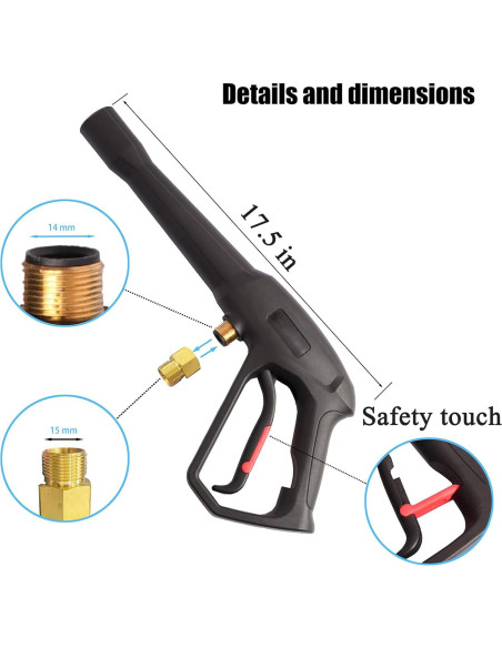 Pistola de Lavado a Presión Axfvd con 5 Puntas y Soporte
