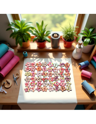 50 Botones de Madera Multicolor Tustao para Manualidades