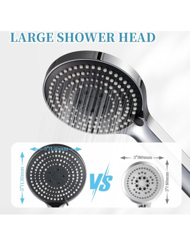 Cabezal de Ducha de Mano OFFO 6 Modos Alta Presión Cromado