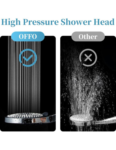 Cabezal de Ducha de Mano OFFO 6 Modos Alta Presión Cromado