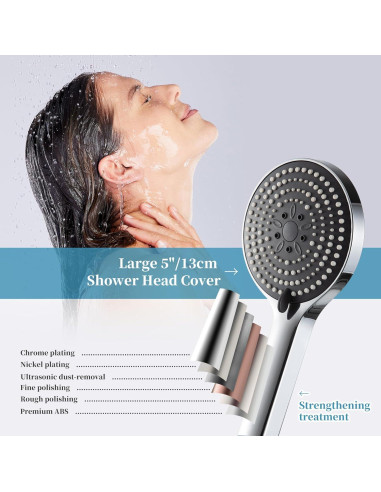 Cabezal de Ducha de Mano OFFO 6 Modos Alta Presión Cromado