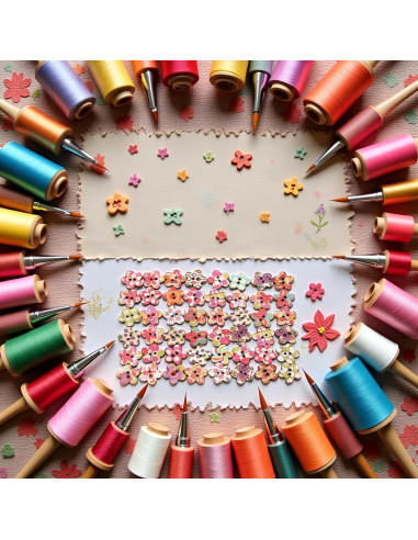 50 Botones de Madera Multicolor Tustao para Manualidades