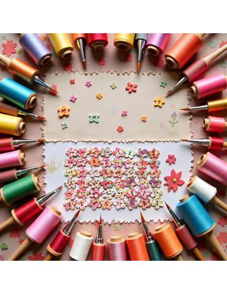 50 Botones de Madera Multicolor Tustao para Manualidades