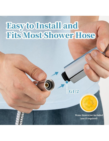 Cabezal de Ducha de Mano OFFO 6 Modos Alta Presión Cromado