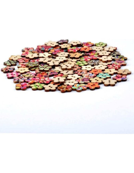 50 Botones de Madera Multicolor Tustao para Manualidades