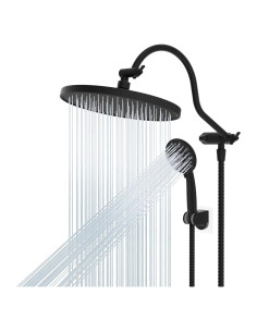 Cabezal de Ducha de Lluvia Hibbent 10" Negro Mate con Extensión