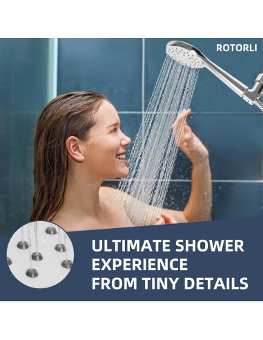 Cabezal de Ducha Rotorli Alta Presión con Manguera 152.4 cm