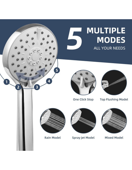 Cabezal de Ducha Rotorli Alta Presión con Manguera 152.4 cm