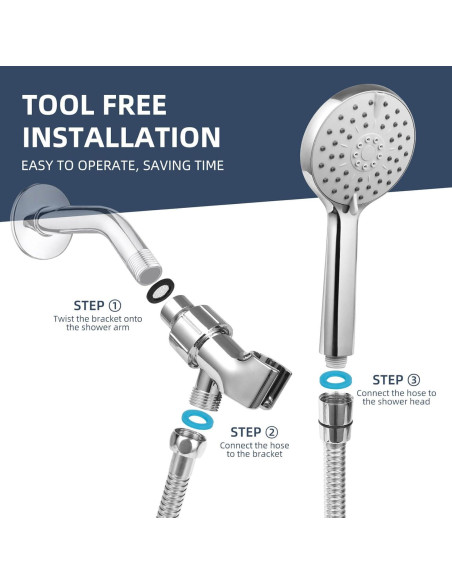 Cabezal de Ducha Rotorli Alta Presión con Manguera 152.4 cm