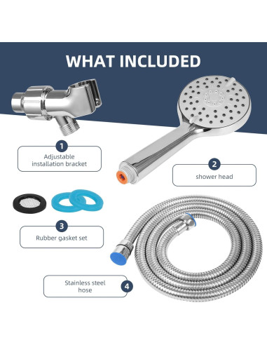 Cabezal de Ducha Rotorli Alta Presión con Manguera 152.4 cm