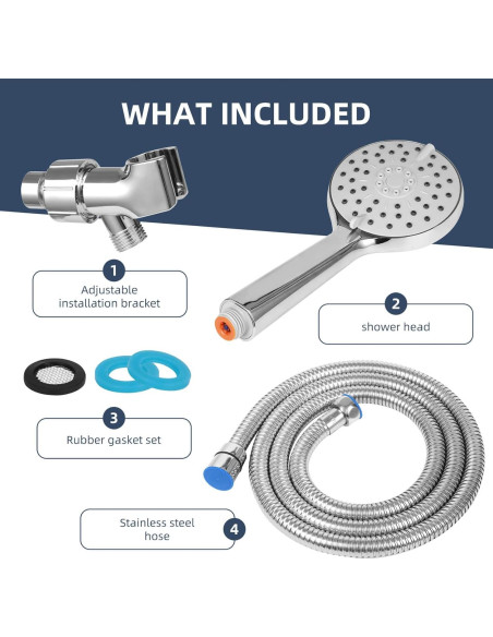 Cabezal de Ducha Rotorli Alta Presión con Manguera 152.4 cm
