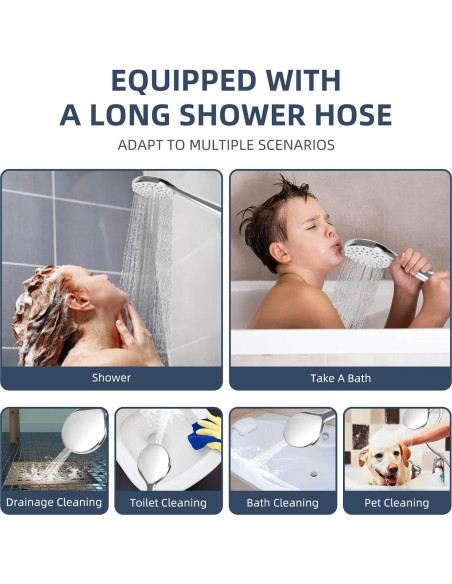 Cabezal de Ducha Rotorli Alta Presión con Manguera 152.4 cm