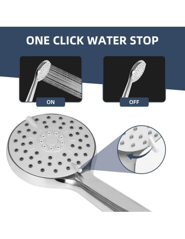 Cabezal de Ducha Rotorli Alta Presión con Manguera 152.4 cm