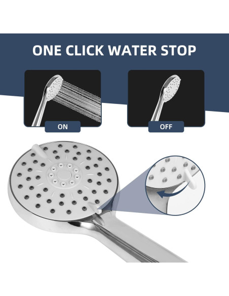 Cabezal de Ducha Rotorli Alta Presión con Manguera 152.4 cm