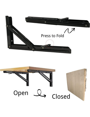 Soportes Plegables de Estante NUXI 30.48 cm Carga 185.97 kg - Paquete de 2