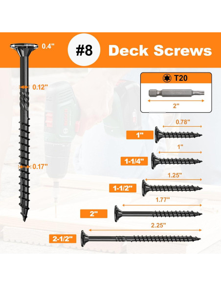 Tornillos para Deck FMhotu 3.2cm 500Pcs Resistente Oxidación