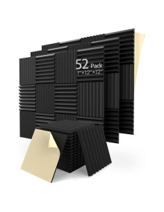 Paquete de 52 Paneles Acústicos LEIYER 1" Negro Autoadhesivos