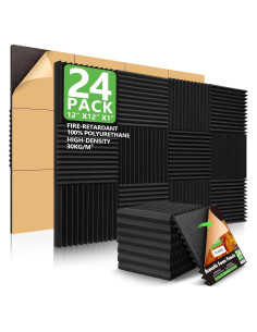 Paquete de 24 Paneles Acústicos Dmsky 30.48x30.48 cm Negro