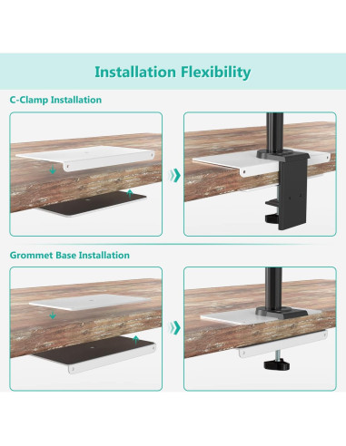 Soporte de Monitor WALI CGRP-W con Abrazadera en C, Acero Blanco