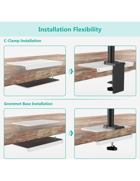 Soporte de Monitor WALI CGRP-W con Abrazadera en C, Acero Blanco