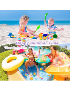 Jerify 24 Pelotas de Playa Antiestrés 6.3 cm Arcoíris 2