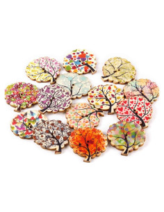 Botones de Madera Natural AKOAK 50 Pcs Corazón 25mm DIY