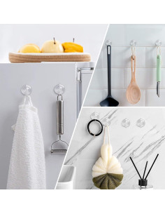 Ganchos de Ventosa HangerSpace 12 Piezas PVC Transparente 4.49 cm 2