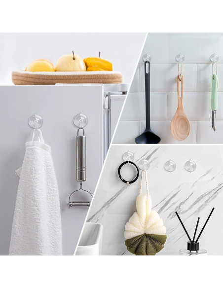 Ganchos de Ventosa HangerSpace 12 Piezas PVC Transparente 4.49 cm