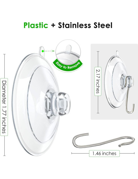 Ganchos de Ventosa HangerSpace 12 Piezas PVC Transparente 4.49 cm