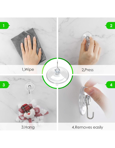 Ganchos de Ventosa HangerSpace 12 Piezas PVC Transparente 4.49 cm