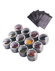 Set de 12 Latas Magnéticas de Especias Sanvcomy - Acero Inoxidable