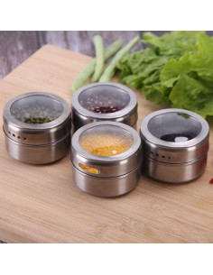 Set de 12 Latas Magnéticas de Especias Sanvcomy - Acero Inoxidable 2