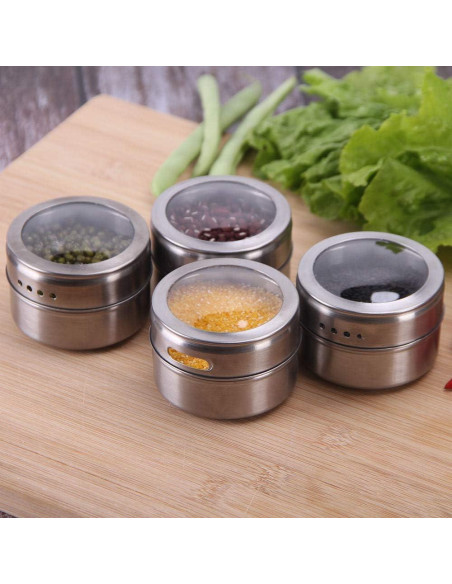 Set de 12 Latas Magnéticas de Especias Sanvcomy - Acero Inoxidable