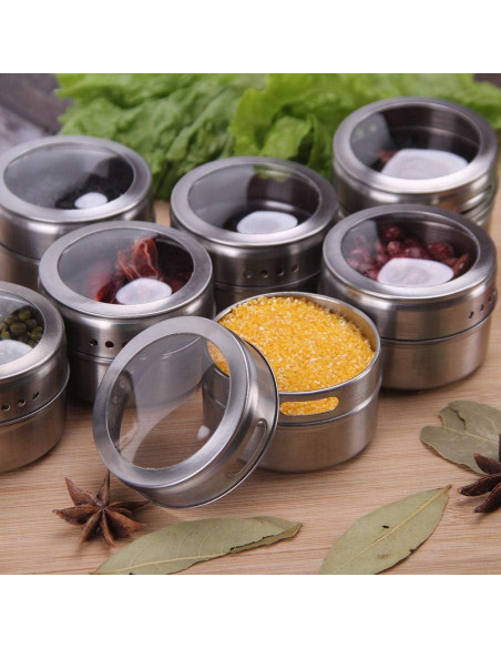Set de 12 Latas Magnéticas de Especias Sanvcomy - Acero Inoxidable