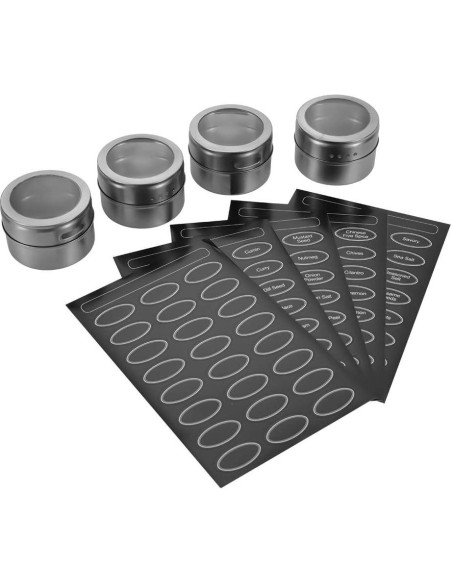 Set de 12 Latas Magnéticas de Especias Sanvcomy - Acero Inoxidable