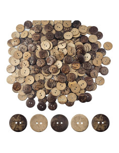 230 Botones de Madera de Coco Natural 12.5mm 2 Agujeros