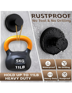 Ganchos de Ventosa Reutilizables Supopular 2 Unidades 5 kg Negro Mate 2